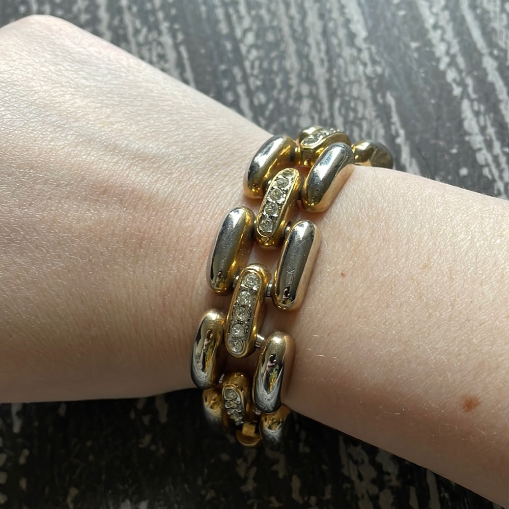 Vintage Gold and Rhinestone Link Bracelet